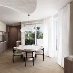 Dizajn interijera stana u Trogiru - elegantni bezvremenski dizajn kuhinje i dnevnog boravka u zemljanim tonovima. Prostor koji opušta i smiruje.