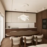 Dizajn interijera stana u Zagrebu. Kuhinja i balgovaona u prirodnim tonovima i materijalima za topao interijer. Uz 3D vizualizacije doživite svoj prostor prije početka radova.