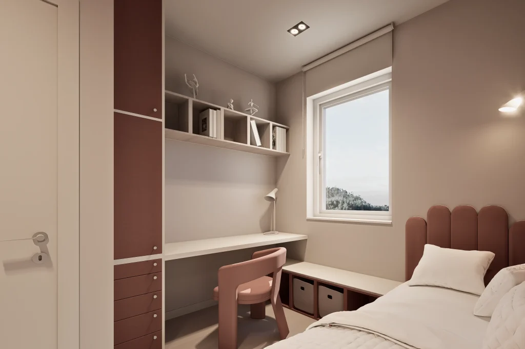 Dizajn interijera i 3D vizualizacija dječje sobe. Ova soba za djevojčicu pravi je primjer kako detalji u dizajnu interijera čine razliku.